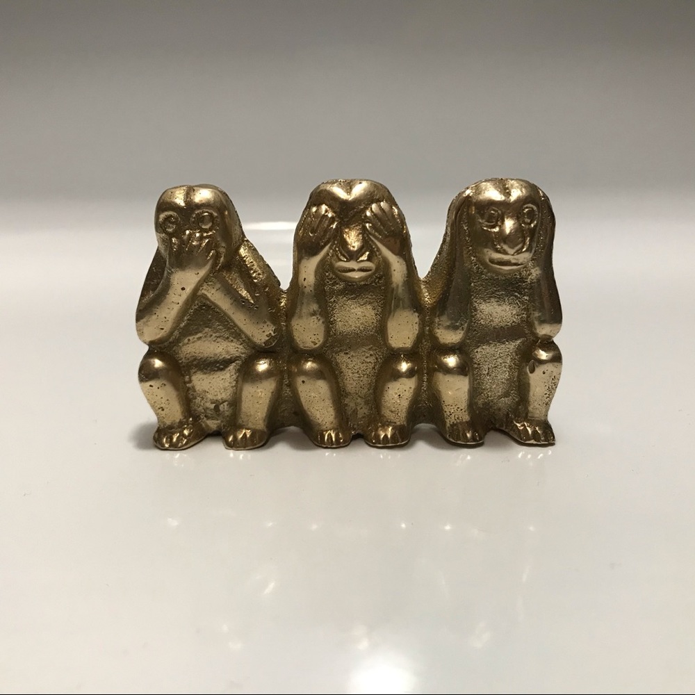 Vintage Wise Monkey Brass Statue